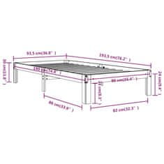 Vidaxl Posteljni okvir iz trdnega lesa 90x190 cm 3FT