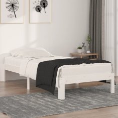 Vidaxl Posteljni okvir bel iz trdnega lesa 90x190 cm 3FT