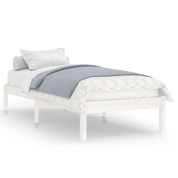 Vidaxl Posteljni okvir bel iz trdnega lesa 75x190 cm
