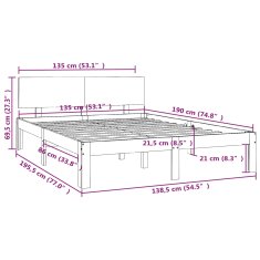 Vidaxl Posteljni okvir iz trdnega lesa 135x190 cm 4FT6