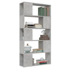 Vidaxl Knjižna omara za razdelitev prostora betonsko siva 80x24x155 cm