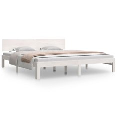 Vidaxl Posteljni okvir bel iz trdnega lesa 180x200 cm 6FT