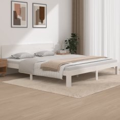 Vidaxl Posteljni okvir bel iz trdnega lesa 180x200 cm 6FT