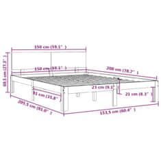 Vidaxl Posteljni okvir iz trdnega lesa 150x200 cm 5FT