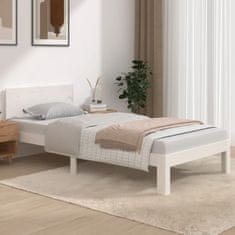 Vidaxl Posteljni okvir bel iz trdnega lesa 90x190 cm 3FT