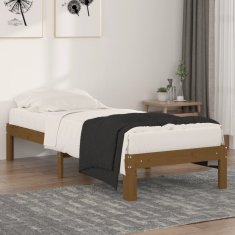 shumee Okvir za posteljo, medeno rjava, masivni les, 75x190 cm, enojni