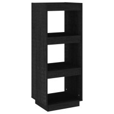 Greatstore Knjižna omara za razdelitev prostora črna 40x35x103 cm borovina