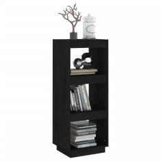 Greatstore Knjižna omara za razdelitev prostora črna 40x35x103 cm borovina