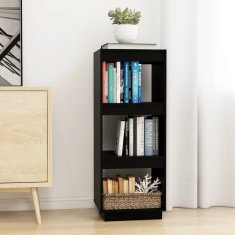 Greatstore Knjižna omara za razdelitev prostora črna 40x35x103 cm borovina