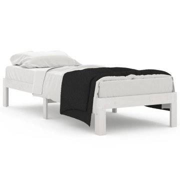 Vidaxl Posteljni okvir bel iz trdnega lesa 75x190 cm 2FT6