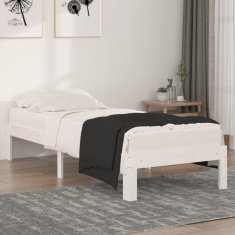 Vidaxl Posteljni okvir bel iz trdnega lesa 75x190 cm 2FT6
