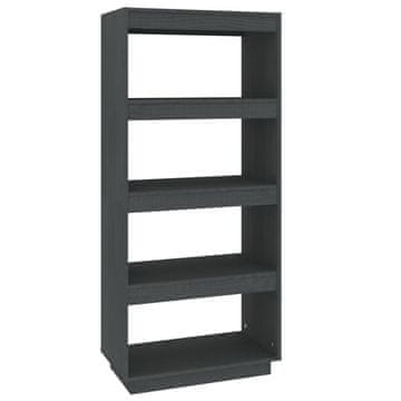Vidaxl Knjižna omara za razdelitev prostora siva 60x35x135 cm borovina