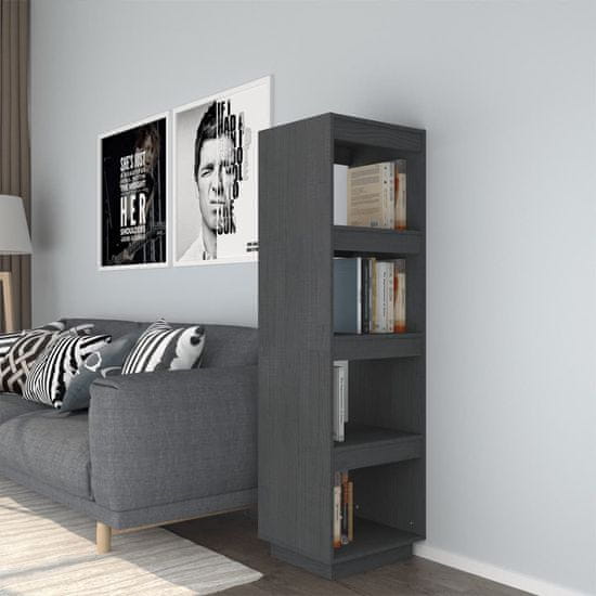 Greatstore Knjižna omara za razdelitev prostora siva 40x35x135 cm borovina