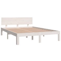 Vidaxl Posteljni okvir bel iz trdnega lesa 135x190 cm 4FT6