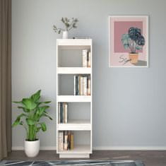 Greatstore Knjižna omara za razdelitev prostora bela 40x35x135 cm borovina