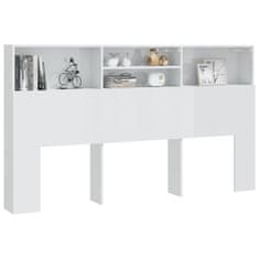 Vidaxl Vzglavna omarica visok sijaj bela 180x19x103,5 cm