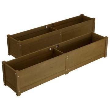 Vidaxl Visoka greda 2 kosa medeno rjava 150x31x31 cm trdna borovina