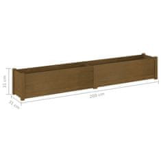 Vidaxl Vrtno cvetlično korito medeno rjavo 200x31x31 cm trdna borovina