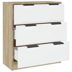 Vidaxl Komoda bela in sonoma hrast 60x30x70 cm konstruiran les