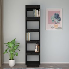 Vidaxl Knjižna omara / pregrada črna 40x35x167 cm trdna borovina