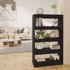 Vidaxl Knjižna omara/pregrada črna 80x30x135 cm iverna plošča