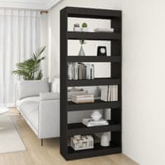 Vidaxl Knjižna omara/pregrada črna 80x30x198 cm iverna plošča