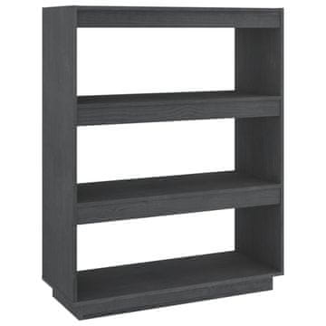 Vidaxl Knjižna omara za razdelitev prostora siva 80x35x103 cm borovina