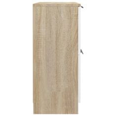 Vidaxl Komoda bela in sonoma hrast 60x30x70 cm konstruiran les