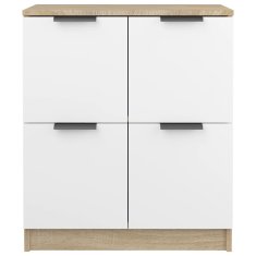 Vidaxl Komoda bela in sonoma hrast 60x30x70 cm konstruiran les