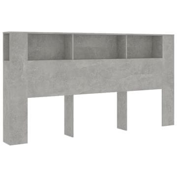 Vidaxl Vzglavna omarica betonsko siva 200x18,5x104,5 cm