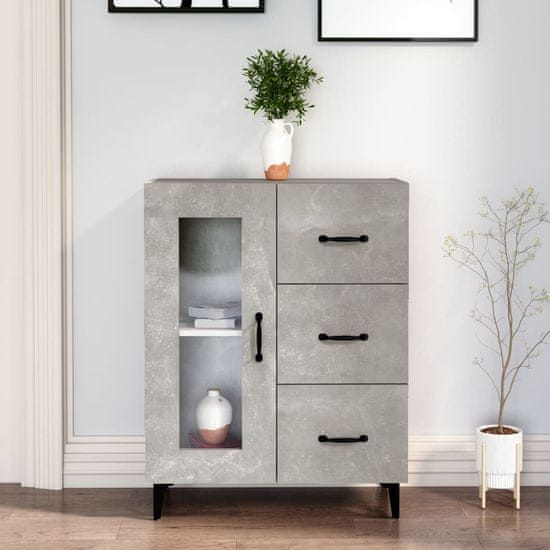 Vidaxl Komoda betonsko siva 69,5x34x90 cm konstruiran les