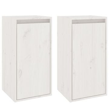 Vidaxl Stenska omarica 2 kosa bela 30x30x60 cm trdna borovina