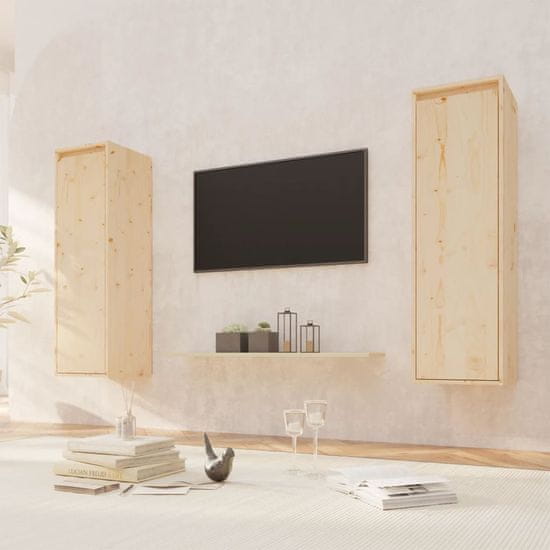 Vidaxl Stenska omarica 2 kosa 30x30x100 cm trdna borovina