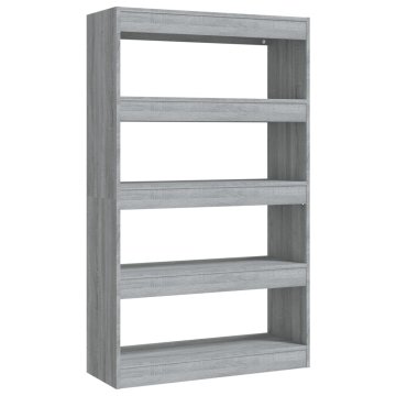Vidaxl Knjižna omara/pregrada siva sonoma 80x30x135 cm