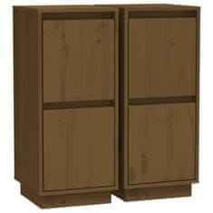 Vidaxl Komoda 2 kosa medeno rjava 31,5x34x75 cm trdna borovina