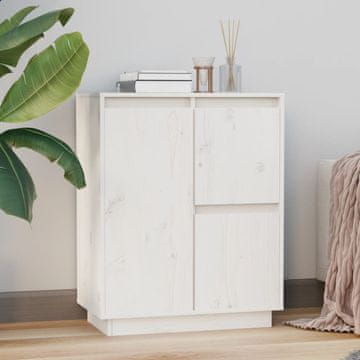Vidaxl vidaXL Omarica bela 60 x 34 x 75 cm masivni borov les