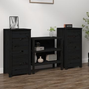 Vidaxl vidaXL Omarice, 2 kosa, črne, 40x35x80 cm, masivni borov les