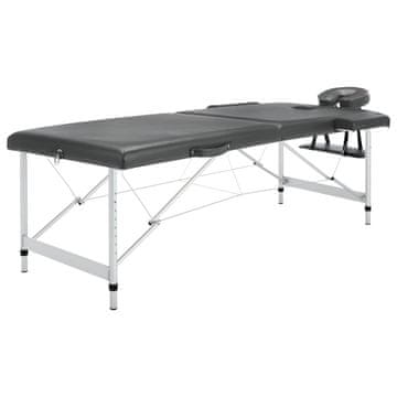 shumee vidaXL 2-conska masažna miza z aluminijastim okvirjem, antracitna, 186 x 68 cm