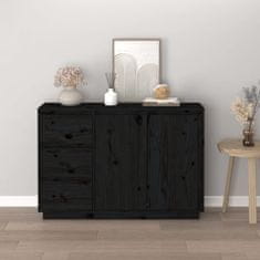 Vidaxl Komoda črna 111x34x75 cm trdna borovina