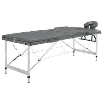 Vidaxl Masažna miza s 3 conami aluminijast okvir antracit 186x68 cm