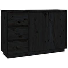 Vidaxl Komoda črna 111x34x75 cm trdna borovina