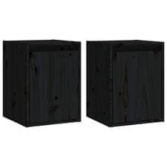 Vidaxl Stenska omarica 2 kosa črna 30x30x40 cm trdna borovina