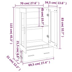 Vidaxl Visoka omarica sonoma hrast 70x31x115 cm konstruiran les