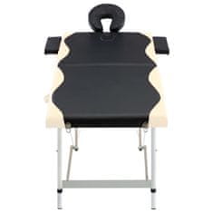 Greatstore 2-conska zložljiva masažna miza aluminij črne in bež barve