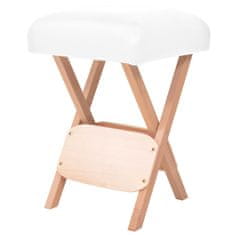 Greatstore Zložljiv masažni stolček z 12 cm debelim sedežem bel