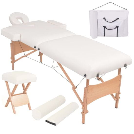 Vidaxl Komplet 2-conske zložljive masažne mize in stolčka