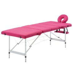 Vidaxl Zložljiva masažna miza 4-conska aluminij roza