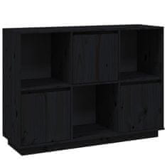 Vidaxl Komoda črna 110,5x35x80 cm trdna borovina