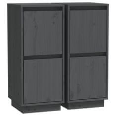 Vidaxl Komoda 2 kosa siva 31,5x34x75 cm trdna borovina