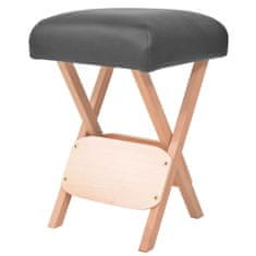 Greatstore Zložljiv masažni stolček z 12 cm debelim sedežem 2 blazini črn